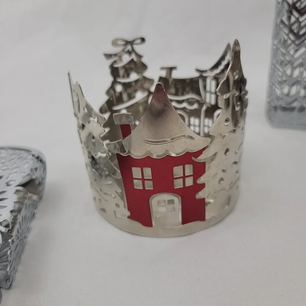 BATH & BODY WORKS 3 Wick Candle Holder Pedestal Soap Holder Silver Bronze 5 Pcs - Picture 8 of 15